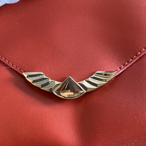 Soft crossbody pumpkin rich orange purse with twill shoulder strap & wrist strap - Picture 6 of 6